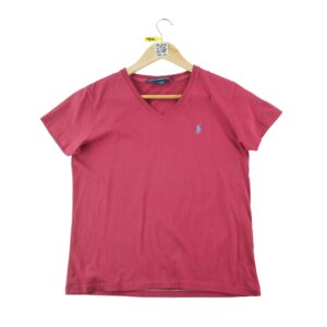T shirt manches courtes femme bordeaux Polo Ralph Lauren Col V