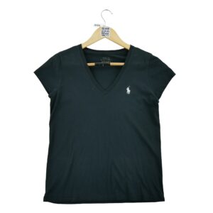 T shirt manches courtes femme noir Polo Ralph Lauren Col V