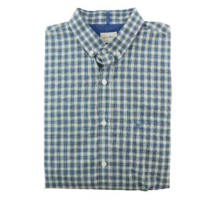 Chemise classiques homme manches longues bleu Vintage Motif a carreaux