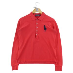 Polo manches longues femme rouge Polo Ralph Lauren Col Polo