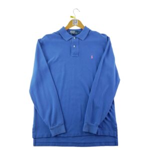 Polo manches longues homme bleu Polo Ralph Lauren Col Polo