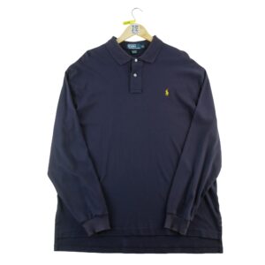 Polo manches longues homme marine Polo Ralph Lauren Col Polo