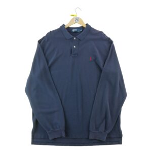 Polo manches longues homme marine Polo Ralph Lauren Col Polo