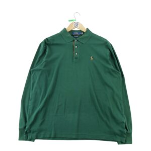 Polo manches longues homme vert Polo Ralph Lauren Col Polo