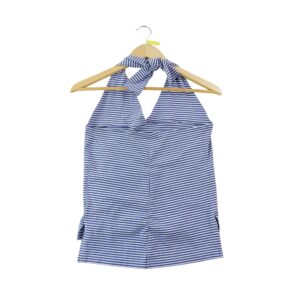 Polo sans manches femme bleu Polo Ralph Lauren Motif a rayures Col V