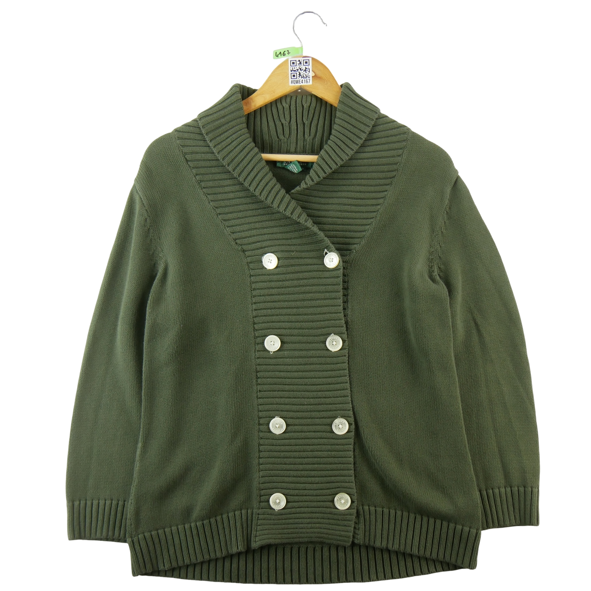 Pull femme manches longues kaki Lauren Ralph Lauren Col V