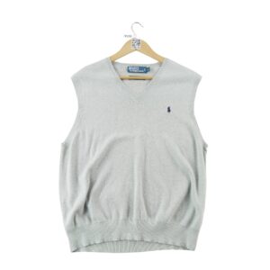 Pull femme sans manches gris Polo Ralph Lauren Col V