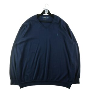 Pull homme manches longues marine Polo Ralph Lauren Col V