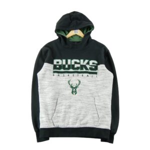 Sweat a capuche homme manches longues noir NBA Col Montant Equipe Milwaukee Bucks