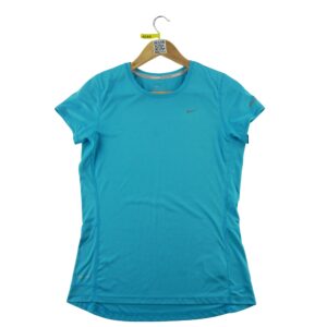 T shirt femme manches courtes turquoise Nike Col Rond