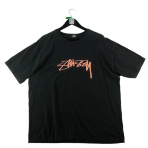 T shirt manches courtes homme noir Stussy Motif imprime Col Rond