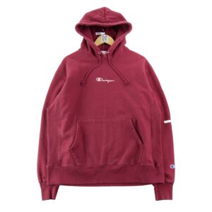 Champion Reverse Weave Hoodie logo script bordeaux