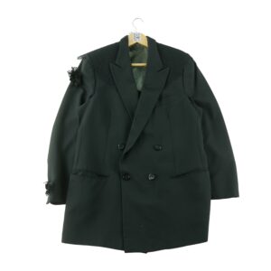 Christian Dior Monsieur manteau croise noir a empiecements de dentelle