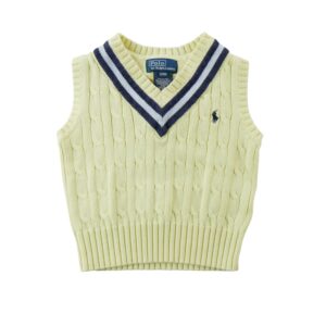 Polo by Ralph Lauren pull sans manches torsade col V raye jaune enfant