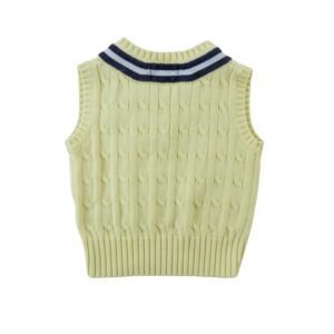 Polo by Ralph Lauren pull sans manches torsade col V raye jaune enfant