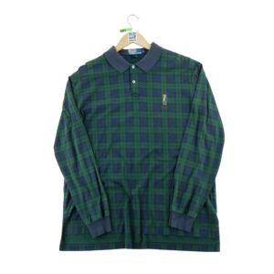 Polo manches longues homme marine Polo Ralph Lauren Motif a carreaux Col Polo