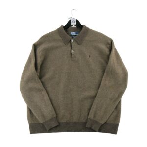 Polo manches longues homme marron Polo Ralph Lauren Col Polo