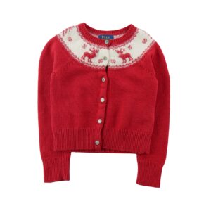 Polo Ralph Lauren cardigan enfant motif rennes rouge