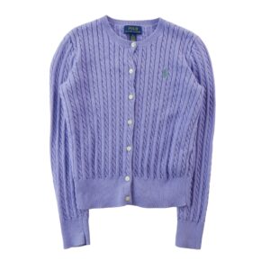 Polo Ralph Lauren cardigan torsade en coton lilas enfant