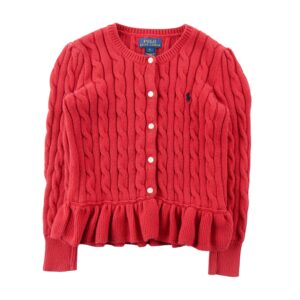 Polo Ralph Lauren cardigan torsade en coton rouge