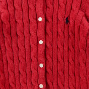Polo Ralph Lauren cardigan torsade en coton rouge