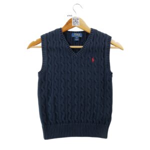 Polo Ralph Lauren pull sans manches torsade bleu marine enfant