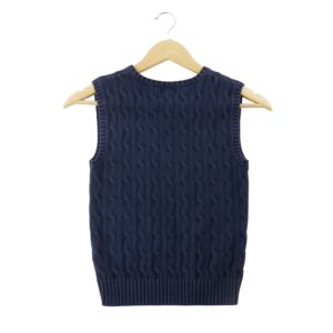 Polo Ralph Lauren pull sans manches torsade enfant bleu marine