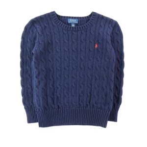 Polo Ralph Lauren pull torsade coton bleu marine