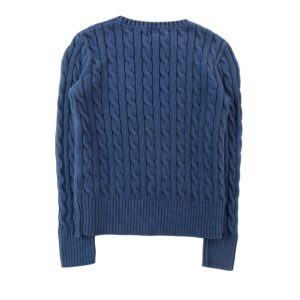 Polo Ralph Lauren pull torsade coton Pony rose bleu marine