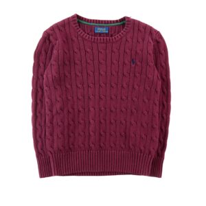 Polo Ralph Lauren pull torsade en coton bordeaux
