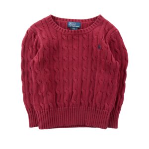 Polo Ralph Lauren pull torsade en coton bordeaux enfant