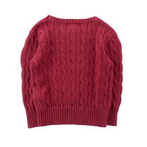 Polo Ralph Lauren pull torsade en coton bordeaux enfant