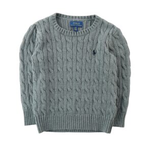 Polo Ralph Lauren Pull torsade en coton gris enfant