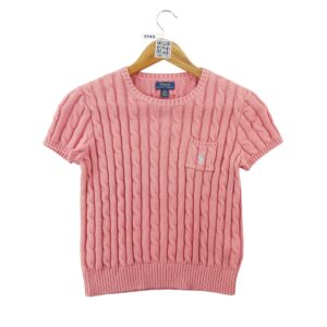 Polo Ralph Lauren Pull torsade manches courtes rose