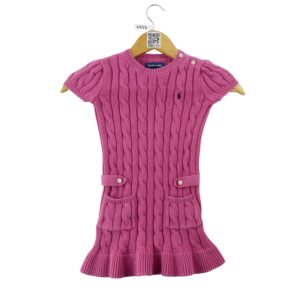 Ralph Lauren robe pull torsadee rose enfant