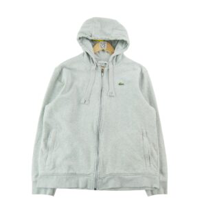 Sweat a capuche homme manches longues gris Lacoste Col Montant