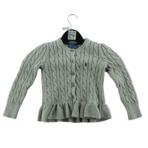 Ralph Lauren cardigan torsade peplum gris enfant