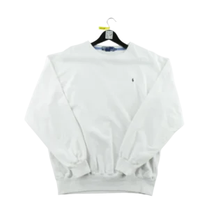 Polo by Ralph Lauren sweatshirt col rond Small Pony blanc annees 1990